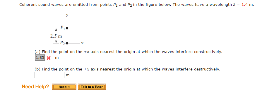 Solved Coherent sound waves are emitted from points P_1 and | Chegg.com