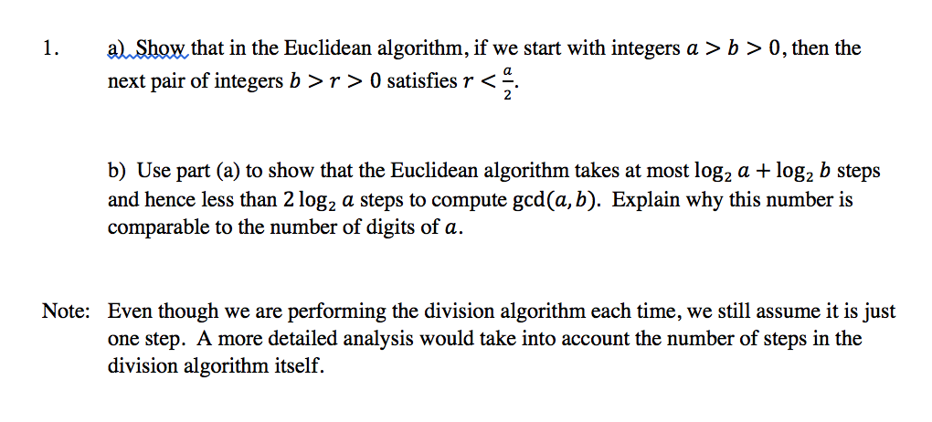 Solved Show That In The Euclidean Algorithm, If We Start | Chegg.com