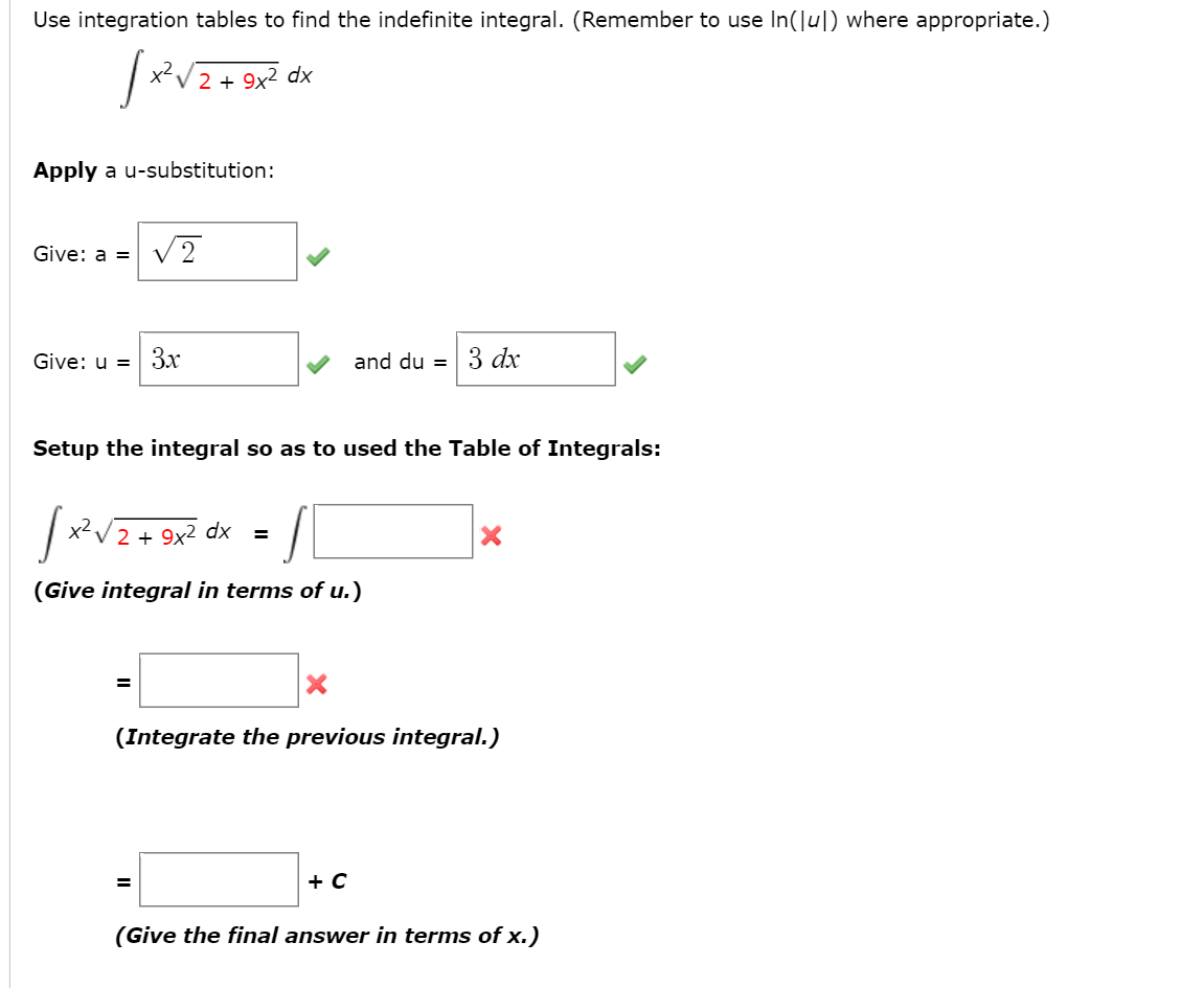 Solved Use Integration Tables To Find The Indefinite