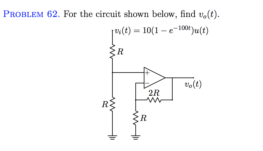 Solved For The Circuit Shown Below, Find V_o(t). | Chegg.com