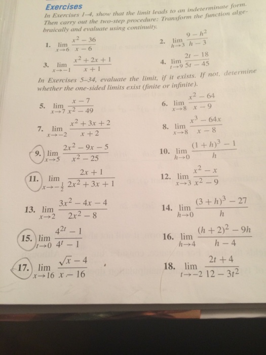 Solved In Exercises 1-4. show that the limit leads to an | Chegg.com