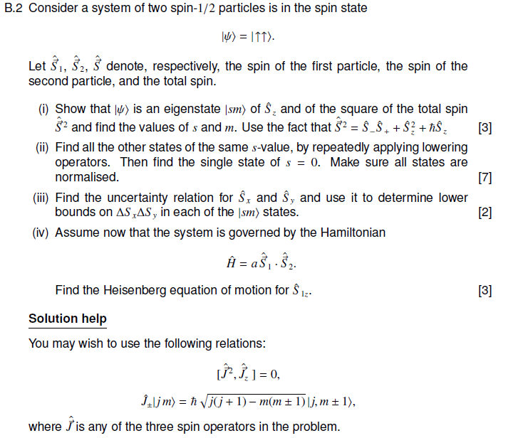 Solved Consider A System Of Two Spin-1/2 Particles Is In The | Chegg.com