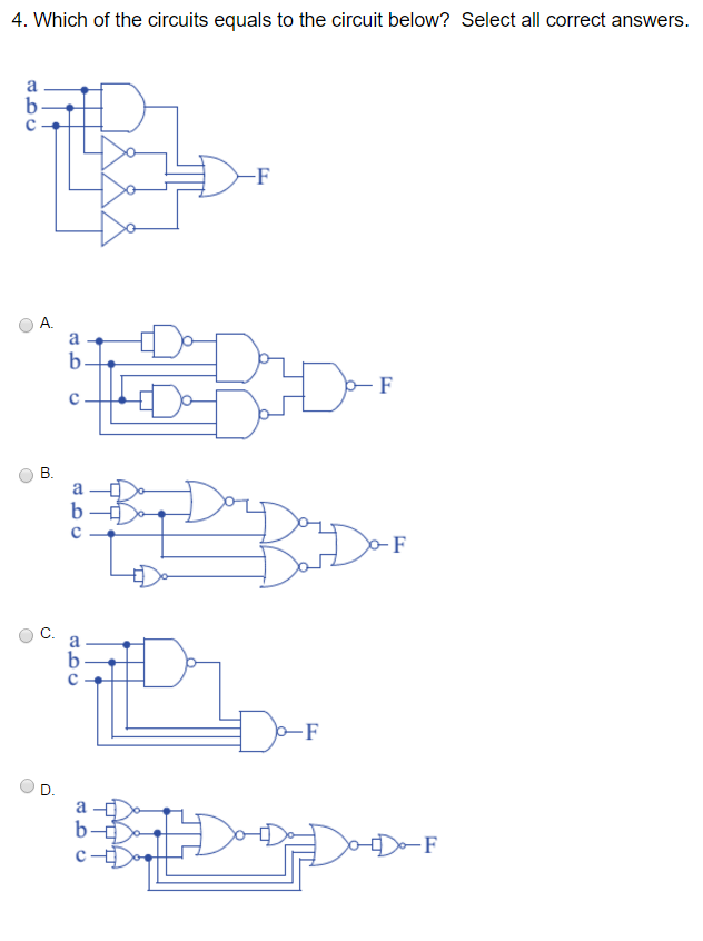 Solved Which of the circuits equals to the circuit below? | Chegg.com