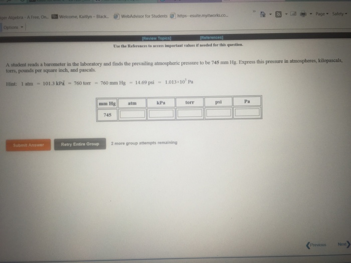 Solved A student reads a barometer m the laboratory and