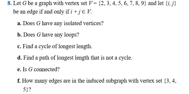 Solved 8. Let G be a graph with vertex set V= {2, 3, 4, 5, | Chegg.com