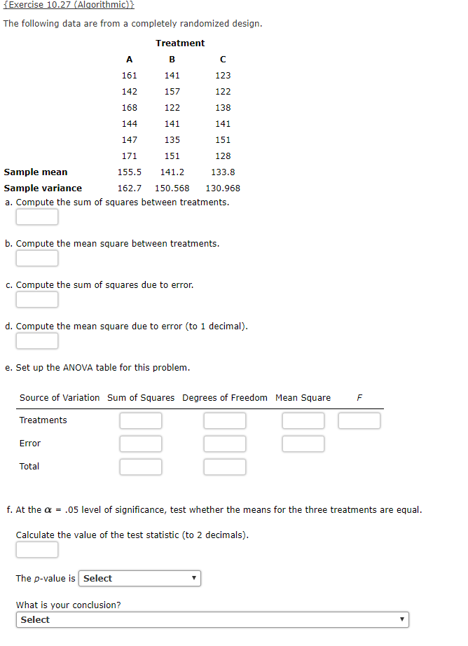 solved-the-following-data-are-from-a-completely-randomized-chegg