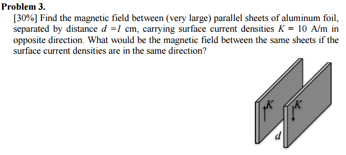 Solved Find the magnetic field between (very large) parallel | Chegg.com