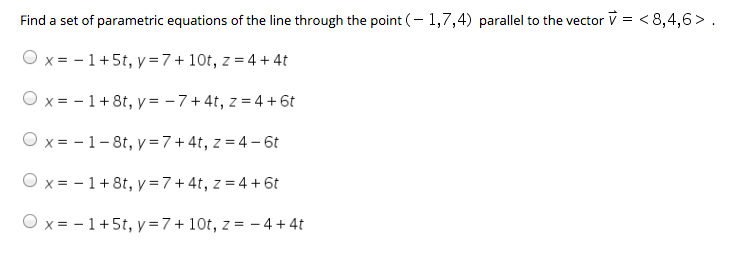 Solved Find a set of parametric equations of the line | Chegg.com