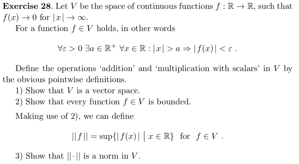 Solved Exercise 28. Let V be the space of continuous