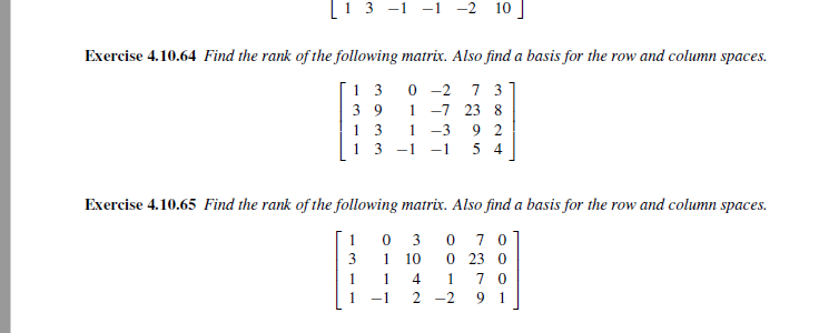 Solved 13 1 1 210 Exercise 4.10.64 Find the rank of the Chegg