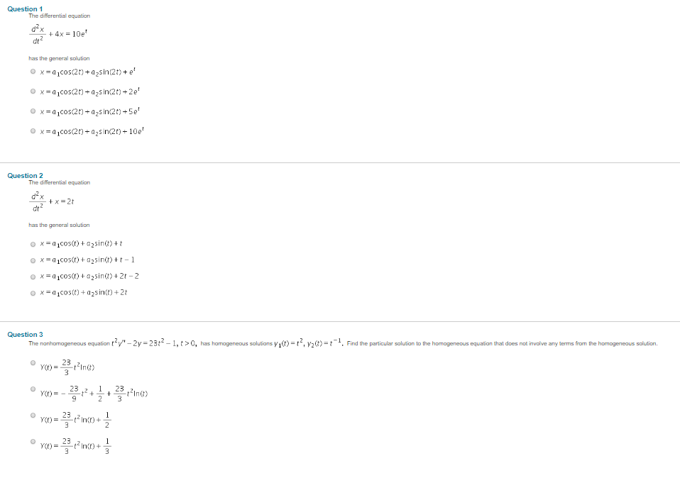 Solved The differential equation dt has the general solution | Chegg.com