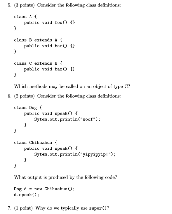 Solved Consider the following class definitions: class A | Chegg.com