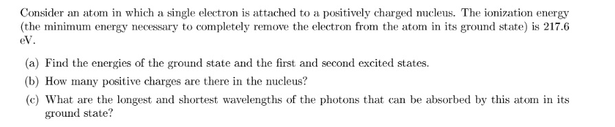 Solved Consider an atom in which a single electron is | Chegg.com