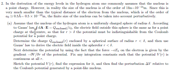 Solved Derivation of energy levels in a hydrogen atom, | Chegg.com