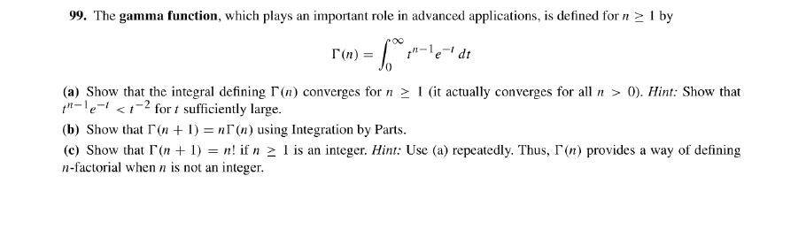 Solved The gamma function, which plays an important role in | Chegg.com
