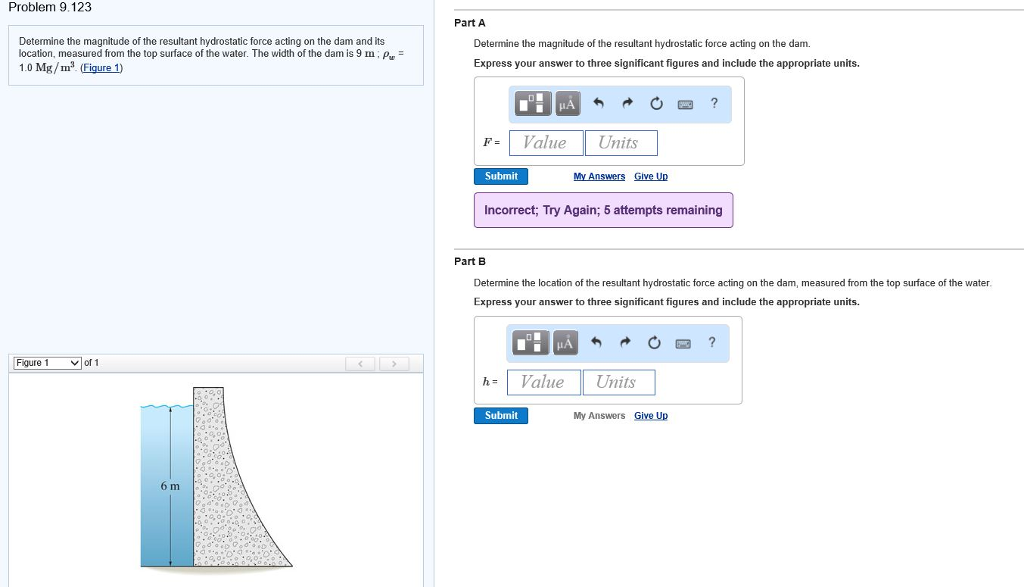 Solved Determine the magnitude of the resultant hydrostatic