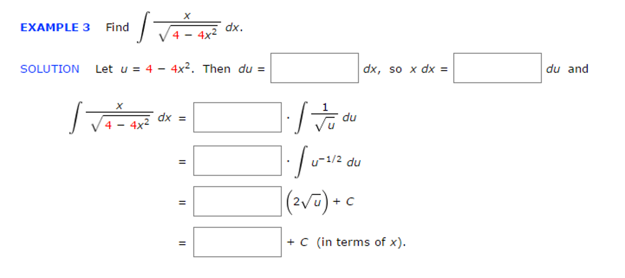 integral dx √ 4 x 2