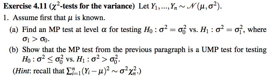 Exercise 4-11(x2-tests for the variance) Leth, I. ,, | Chegg.com