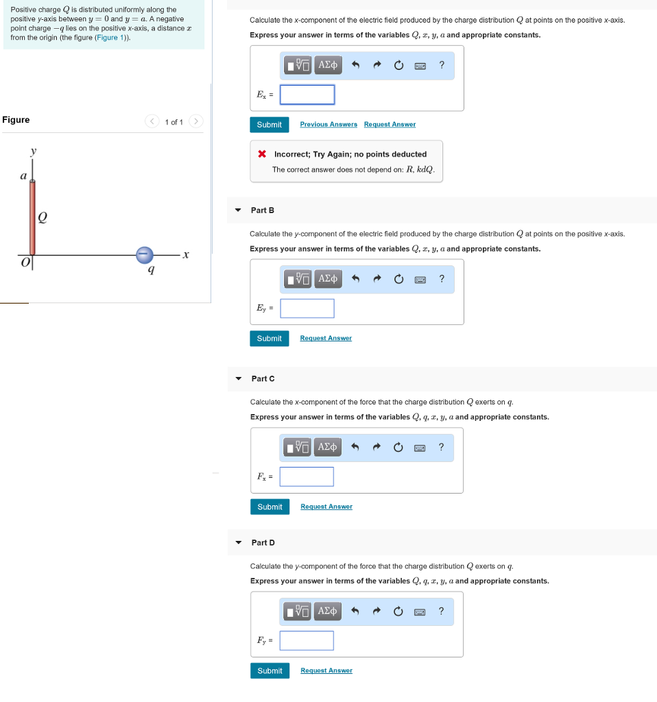 Solved Positive Charge Q Is Distributed Uniformly Along The Chegg Com