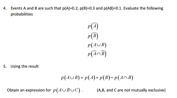 Solved Events A and B are such that p A 0.2 p B 0.3 and Chegg