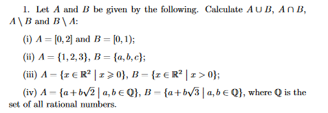 Solved 1. Let A And B Be Given By The Following. Calculate | Chegg.com