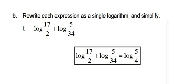 Solved b. Rewrite each expression as a single logarithm, and | Chegg.com