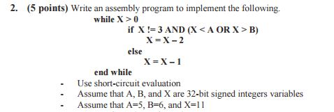 Solved Write an assembly program to implement the following, | Chegg.com