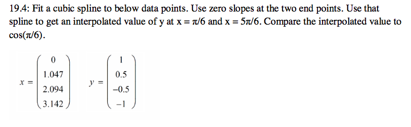 Solved Fit a cubic spline to below data points. Use zero | Chegg.com