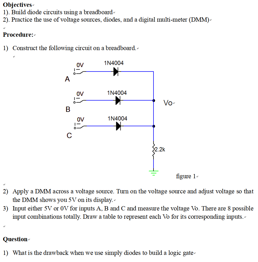 Solved Obiectives- 1). Build Diode Circuits Using A | Chegg.com