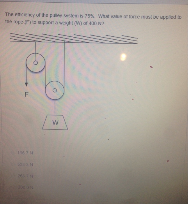 Solved The efficiency of the pulley system is 75. What