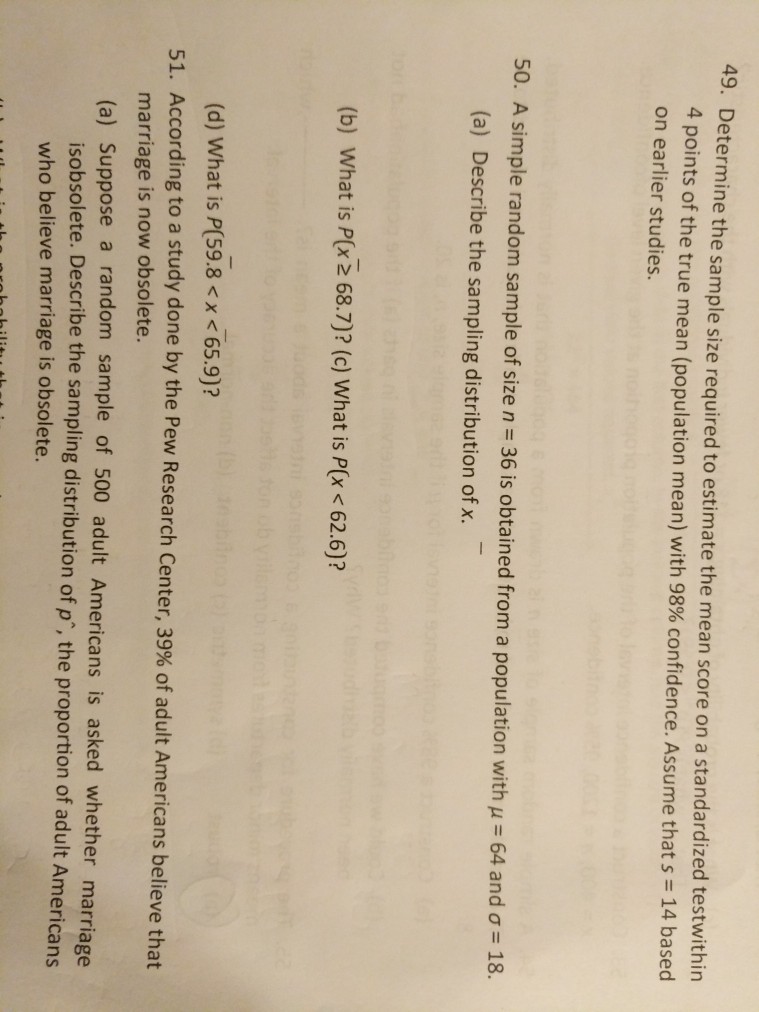 Solved 49. Determine the sample size required to estimate