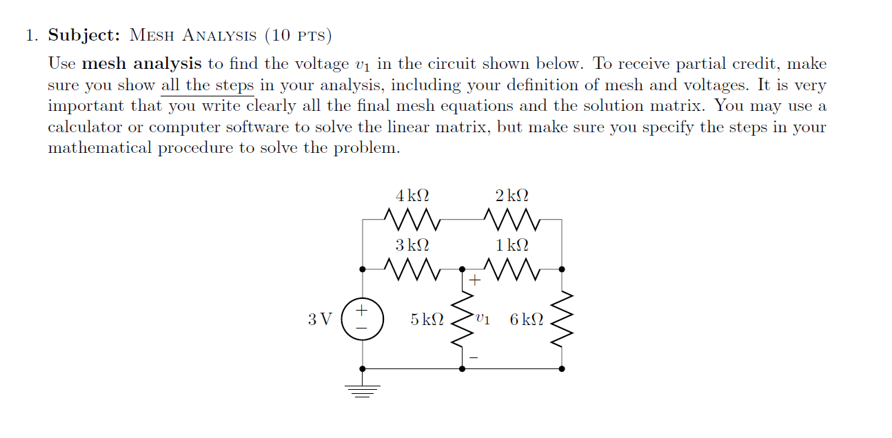 Solved Mesh Circuit analysis