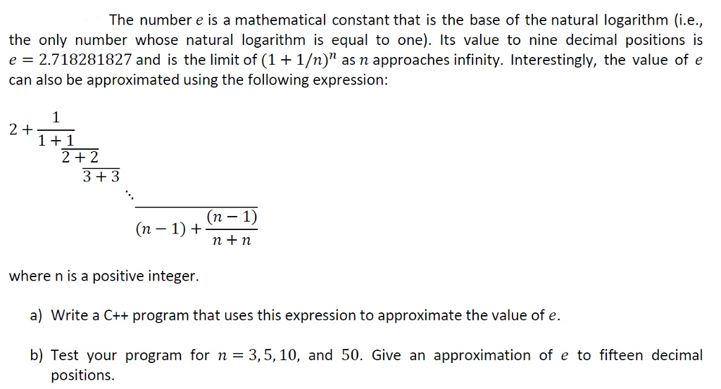 Solved the number e is a mathematical constant that is the chegg