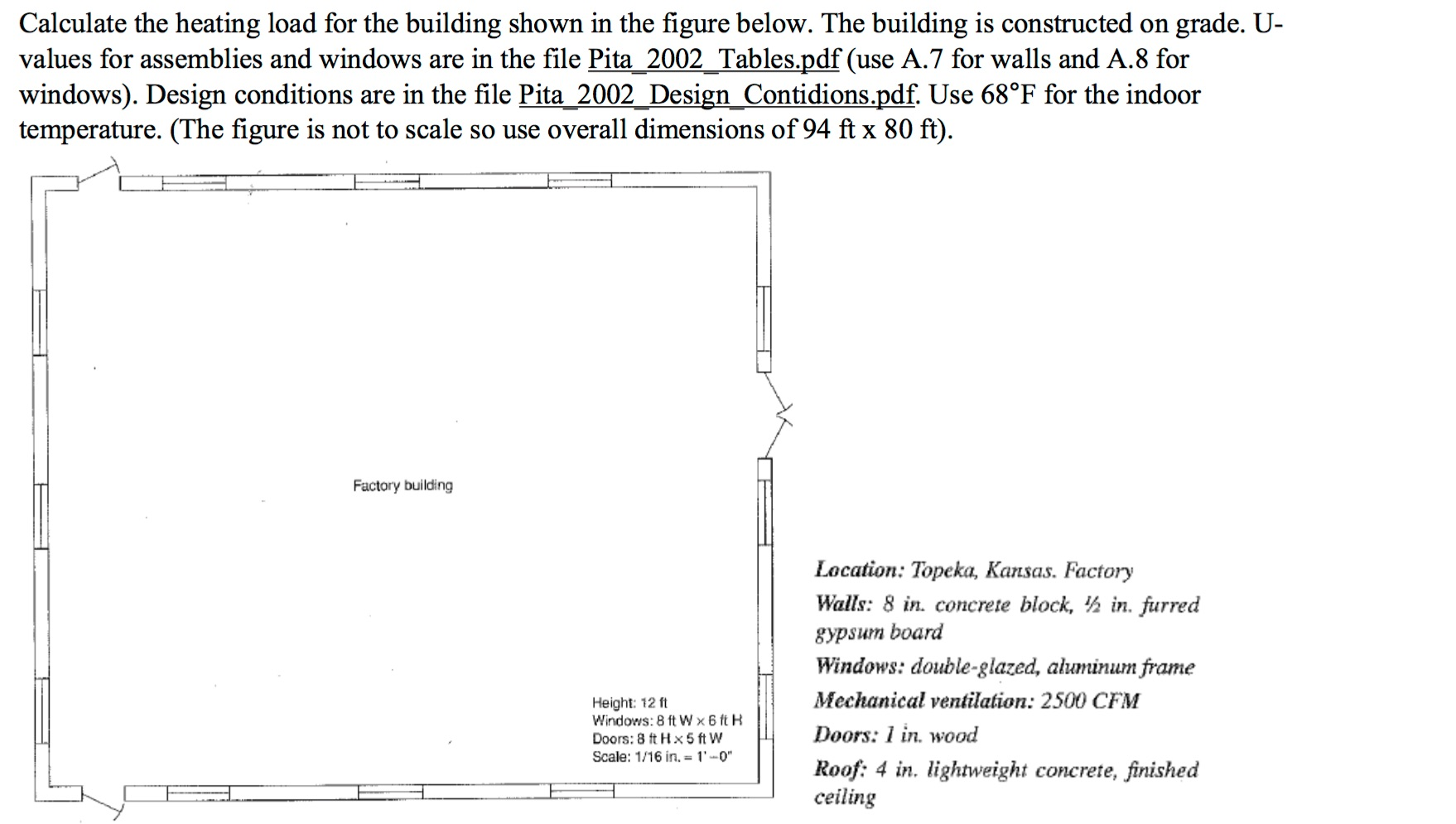 Solved Calculate the heating load for the building shown in | Chegg.com
