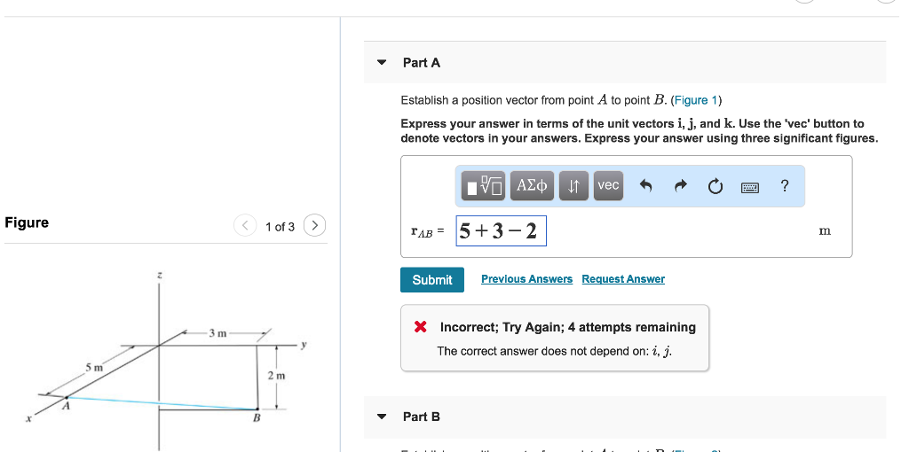 Solved Part A Establish A Position Vector From Point A To | Chegg.com