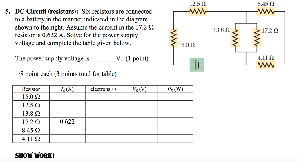 Solved DC Circuit (resistors): Six Resistors Are Connected | Chegg.com