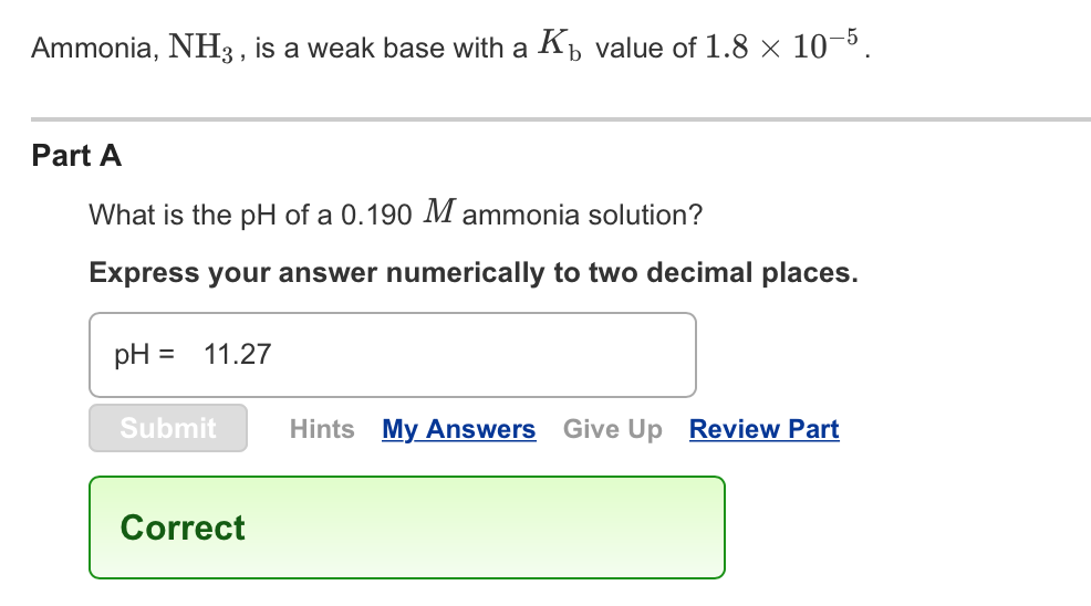 Solved PART A What is the percent ionization of ammonia at