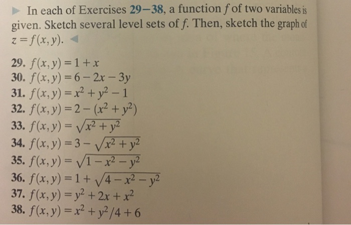 Solved In each of Exercises 29-38, a function f of two | Chegg.com