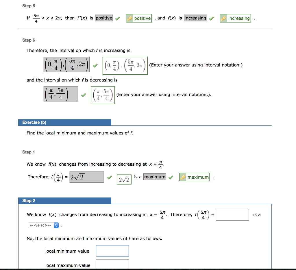 Solved f(x) = 2 sin(x) + 2 COS(X), 0 X 2? Exercise (a) Find | Chegg.com