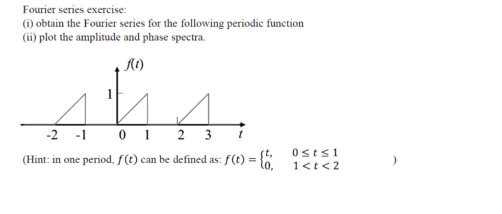 Solved Fourier Series Exercise (i) Obtain The Fourier Series | Chegg.com