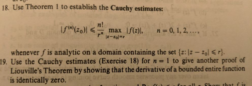 Solved 18. Use Theorem 1 to establish the Cauchy estimates