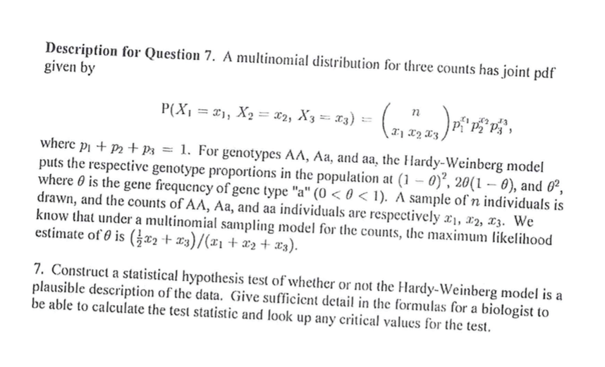 Multinomial Distribution Question Description for Question 7. A multinomial | Chegg.com