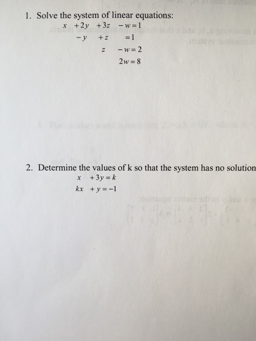 Solved 1. Solve the system of linear equations: x +2y +3z z | Chegg.com