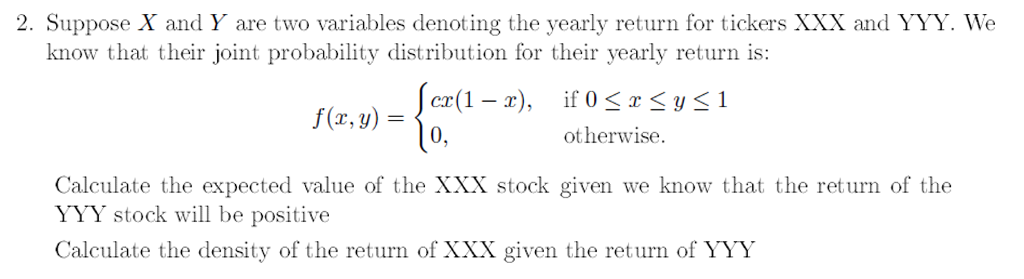 Solved Suppose X and Y are two variables denoting the yearly | Chegg.com