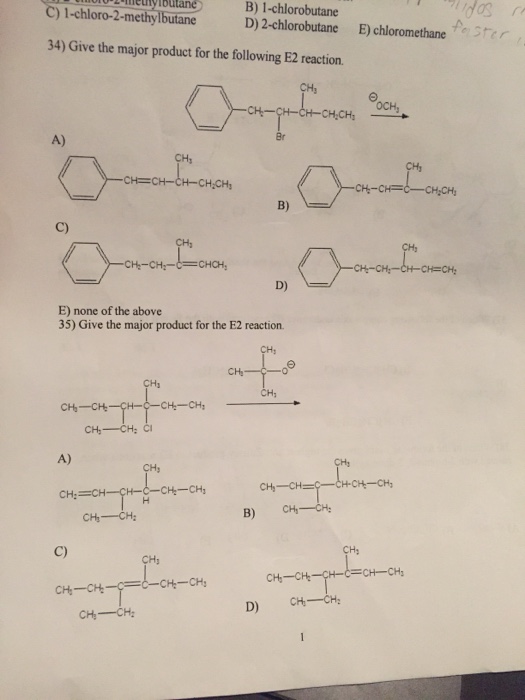 What Is The Major Product Of The Following E2 Reaction