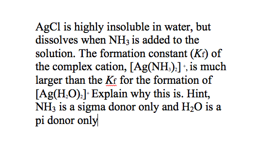 Solved Why is Formation constant larger for ammonia and Chegg