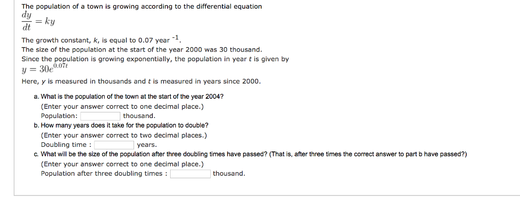 Solved The population of a town is growing according to the | Chegg.com