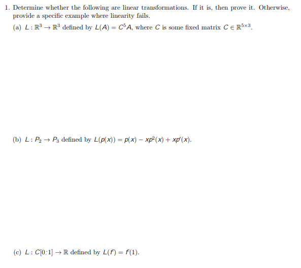 Solved l. Determine whether the following are linear | Chegg.com