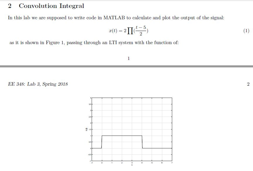 Solved 2 Convolution Integral In this lab we are supposed to | Chegg.com