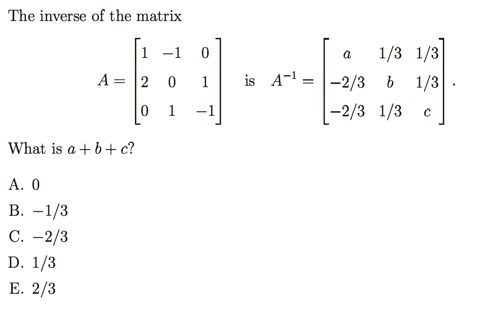 problem solving of inverse matrix